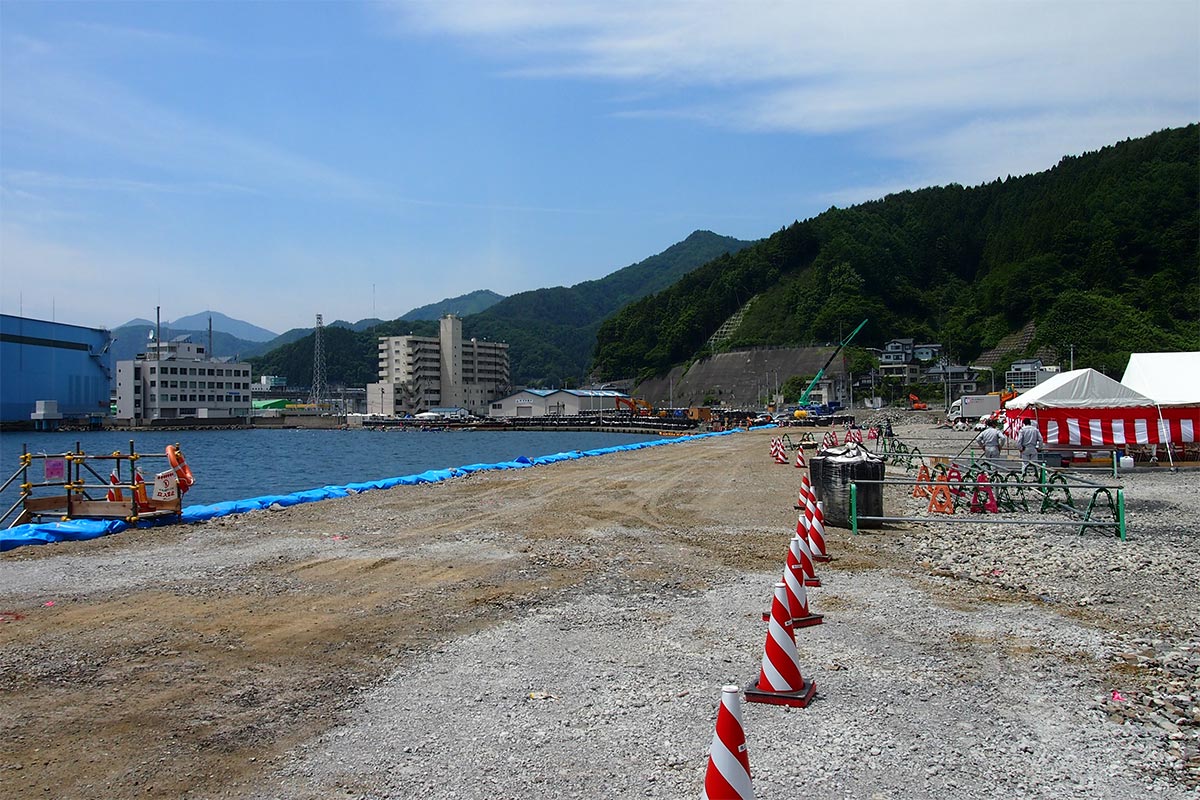 新釜石魚市場の魚河岸地区荷さばき施設の建設予定地
