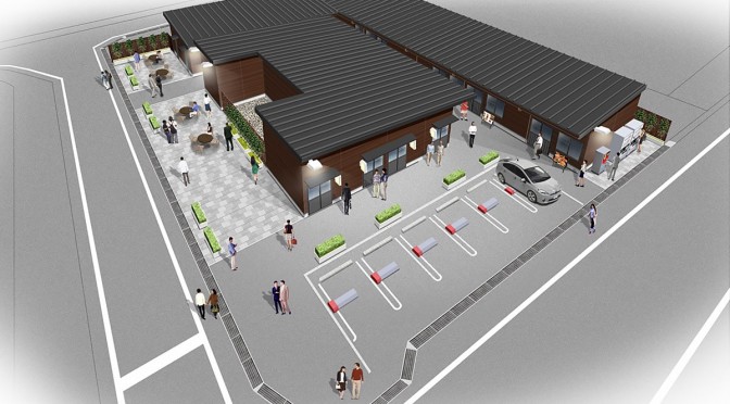 新しい憩いの場に期待される飲食店街の完成予想図