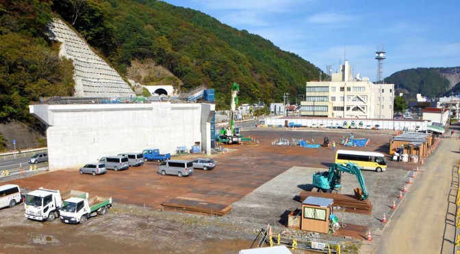 新町に建設が進む釜石中央インターチェンジ