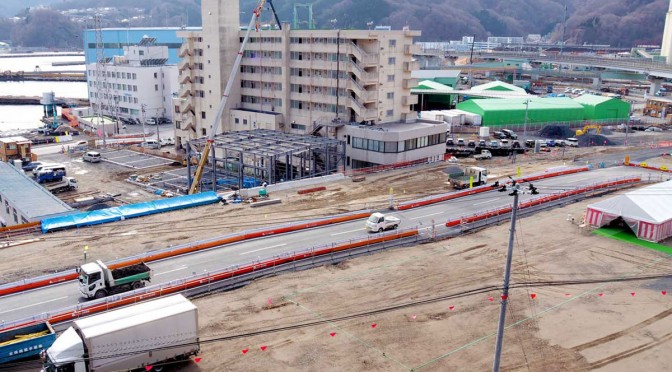 釜石市で最後の着工となる浜町復興公営住宅の建設地