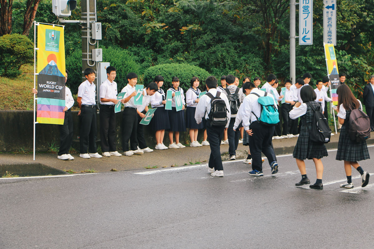 釜石市立大平中学校 朝のあいさつ運動