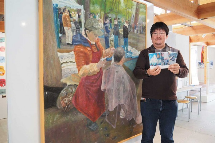 油絵　こよなく人形を愛し９８歳の天命を全うした画家　古川幸 画題　爺　F8号 furukawa01-700x466.jpg