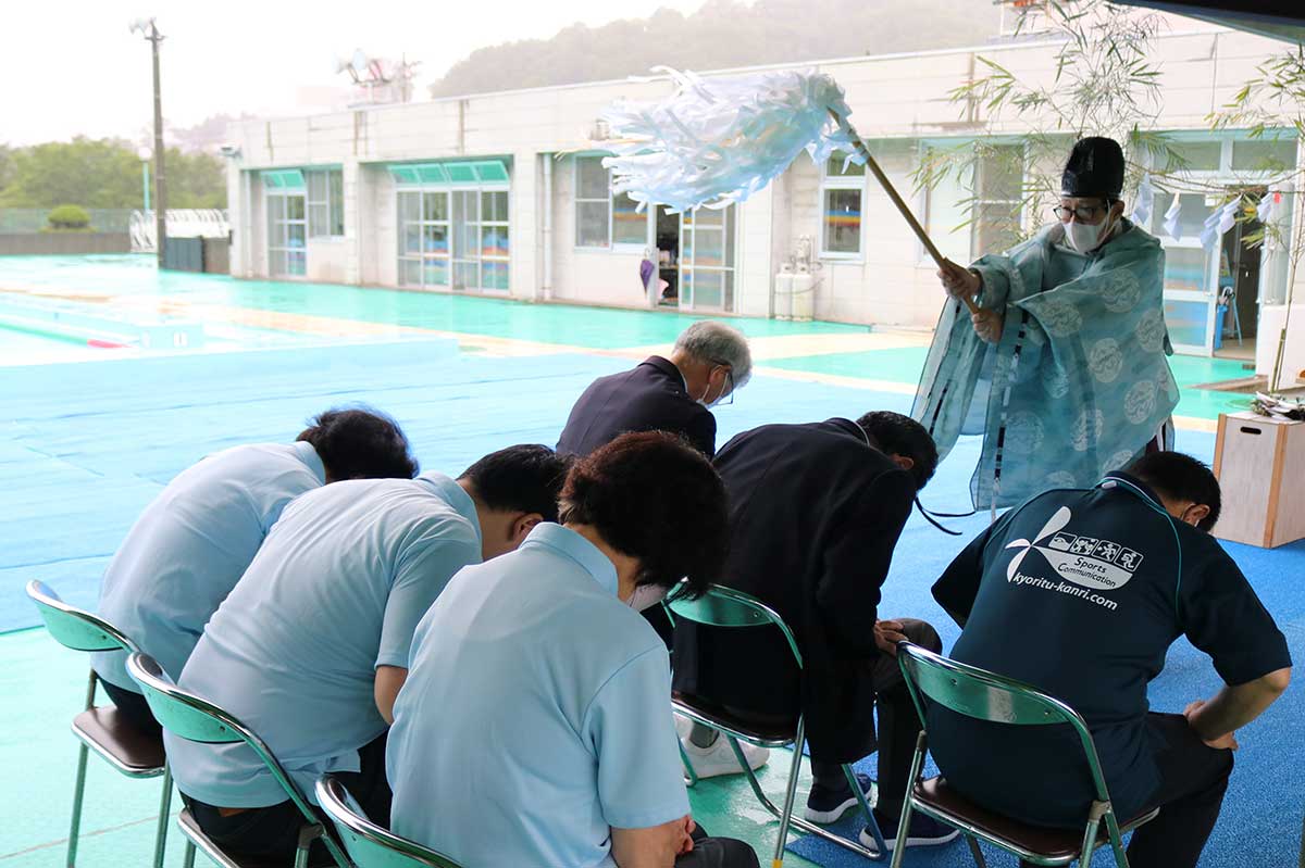 釜石市営プール 屋外プール開きの安全祈願祭