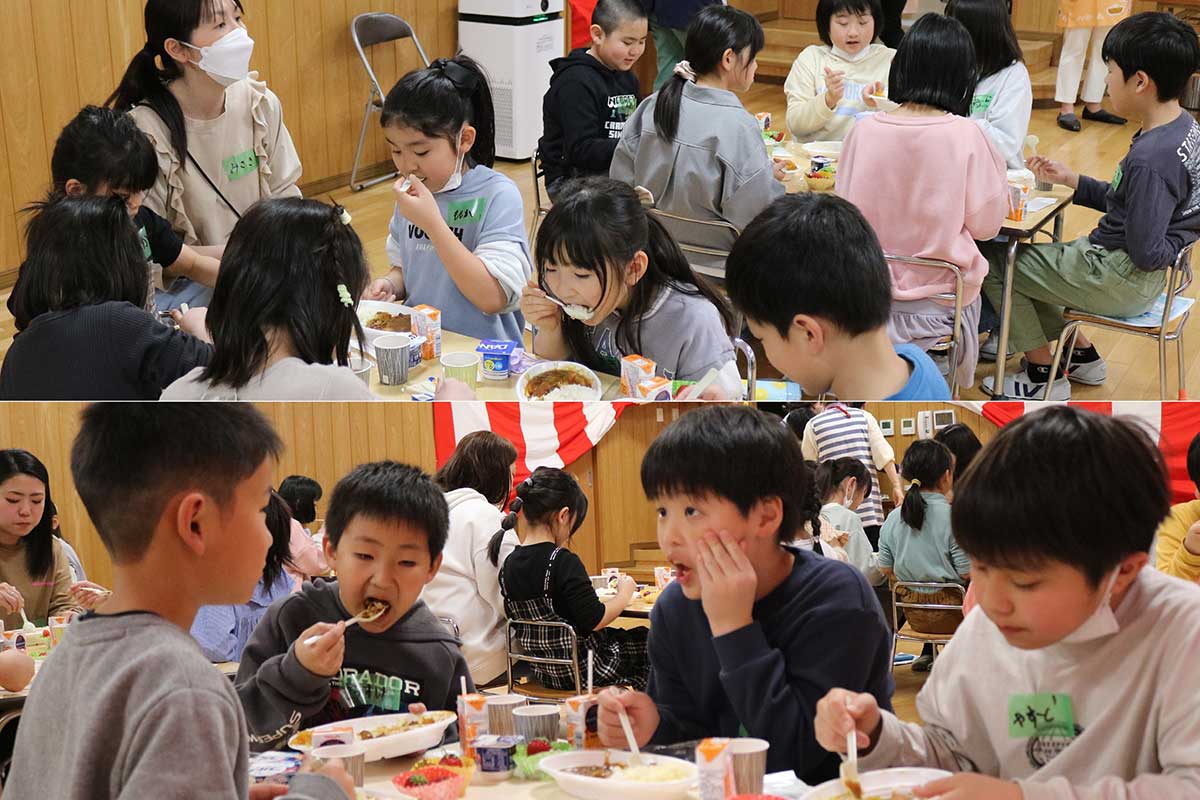 春休み中の子どもたちは久しぶりの友だちとの食事。楽しい雰囲気に食欲も倍増!?