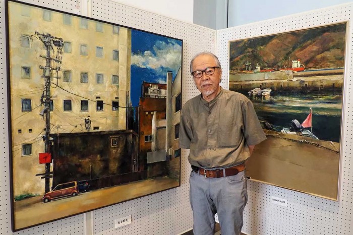 古里見つめ…震災後の海景、街並み「趣くままに画く」 釜石の洋画家