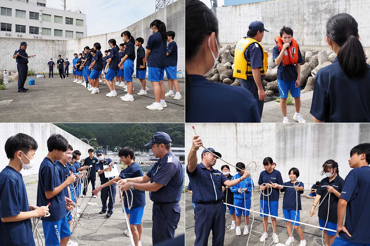 海中転落時の救助方法やロープワークにも挑戦した