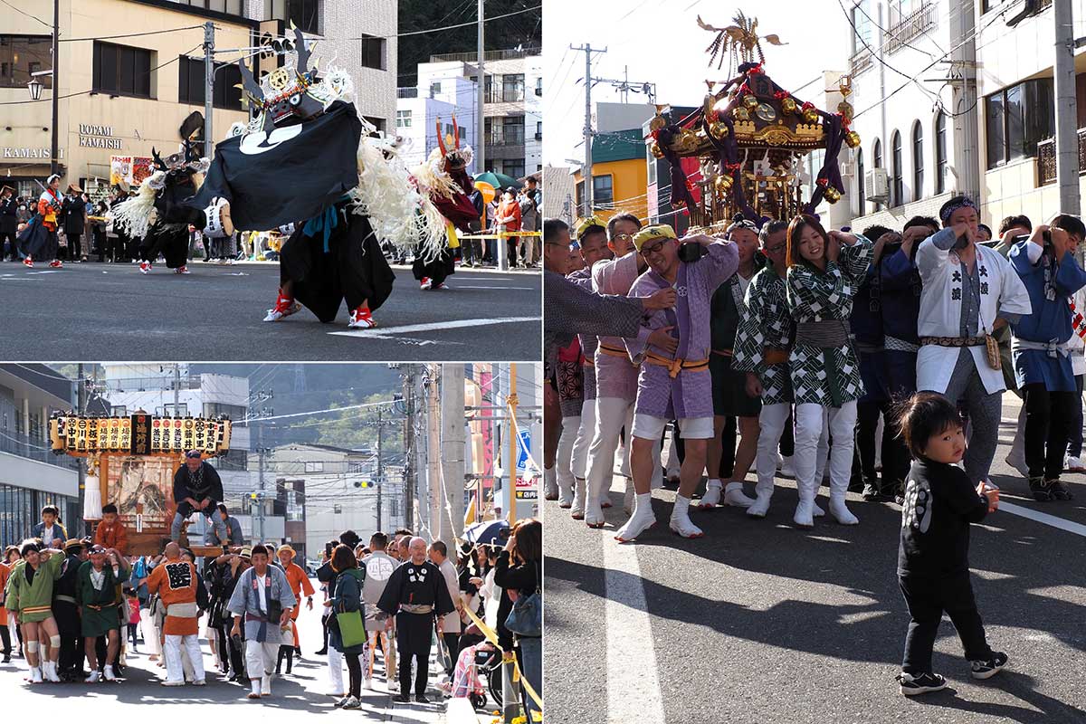 子孫繁栄の願いを込めた鹿踊り、自前の神輿や山車も参加