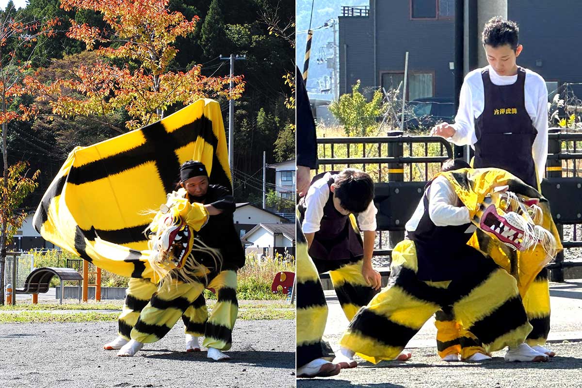 大人の演舞に感化されてウズウズ。子ども虎舞も躍動