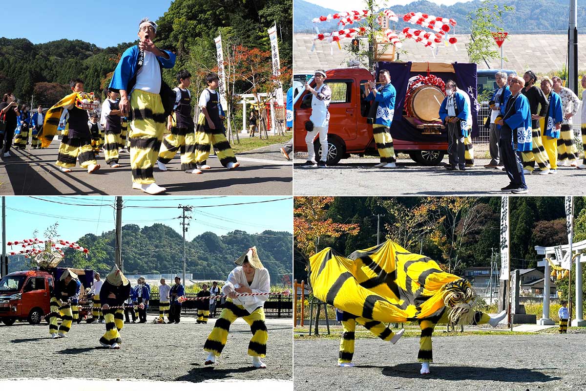 つなぐ誇りを胸に虎舞、手踊りを披露する保存会のメンバー