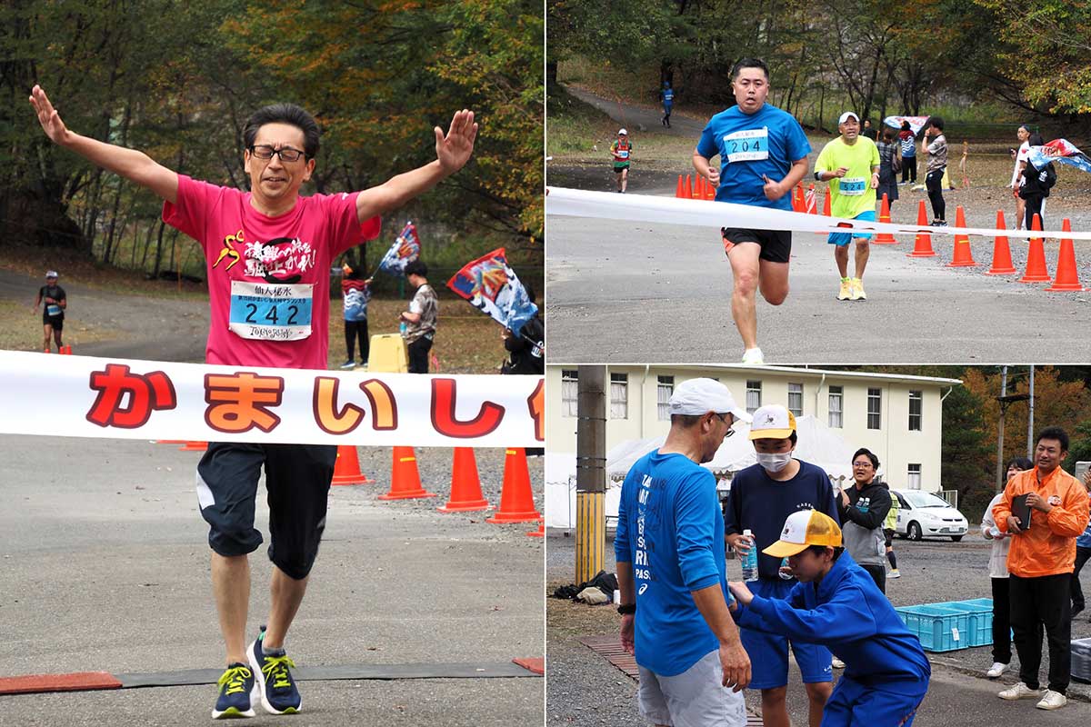 ゴールテープはすぐ目の前！ランナーを中学生らが迎えた