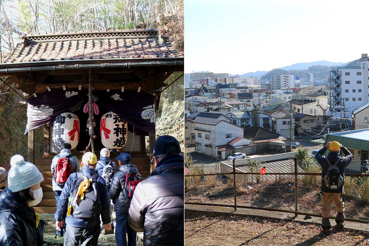 高台の八幡神社の敷地からは市中心市街地が一望できる