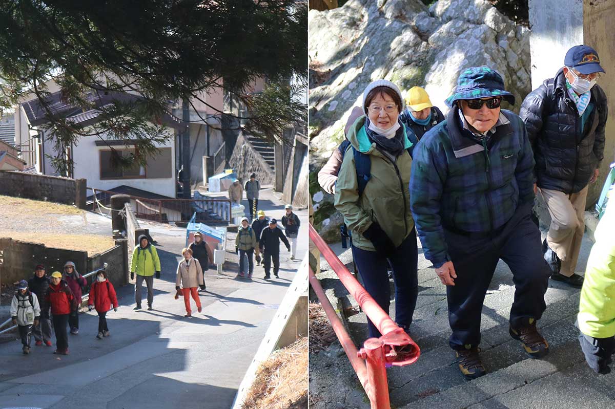 最後の参拝地、尾崎神社まであと少し。息を弾ませながら進む