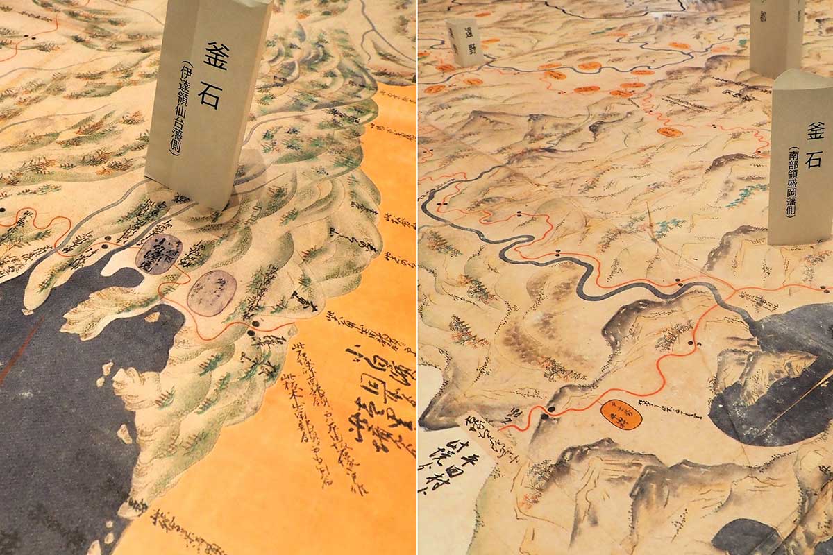 仙台藩の絵図（左の写真）には「小白濱」、南部藩の絵図には「平田村」とある