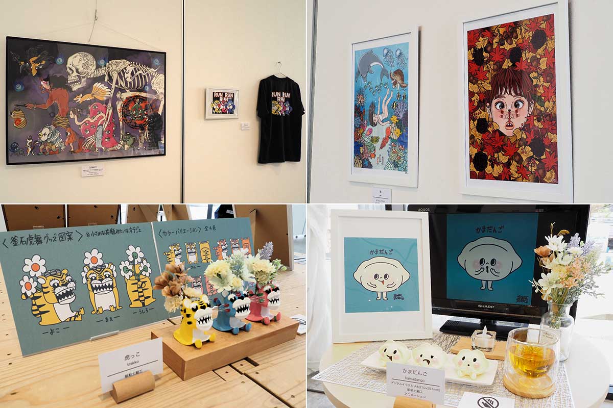 カラフルでかわいい作品がずらり。釜石にちなんだ作品も
