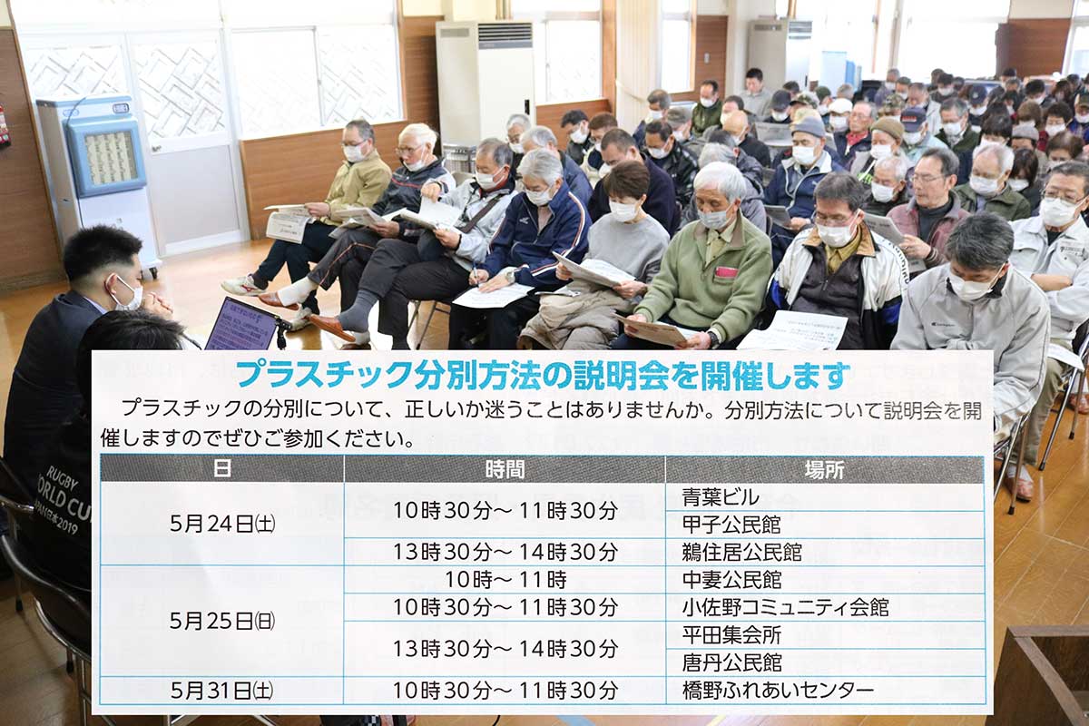 5月24、25、31日に開かれるプラスチック分別方法の説明会日程