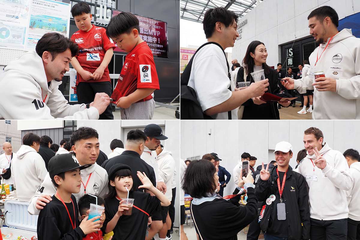 サインを求めたり、会話を弾ませたり、写真を撮ったり