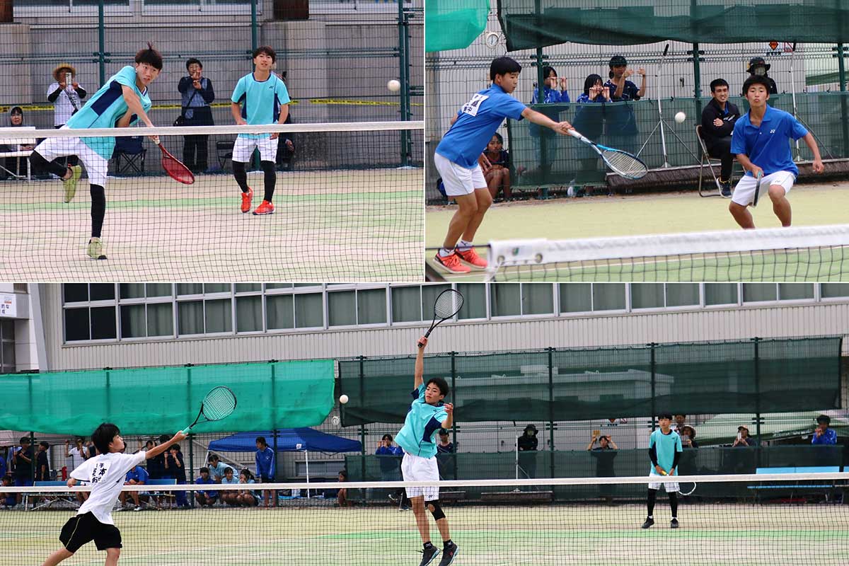 ソフトテニス男子の団体戦。釜石中と大槌学園が直接対決