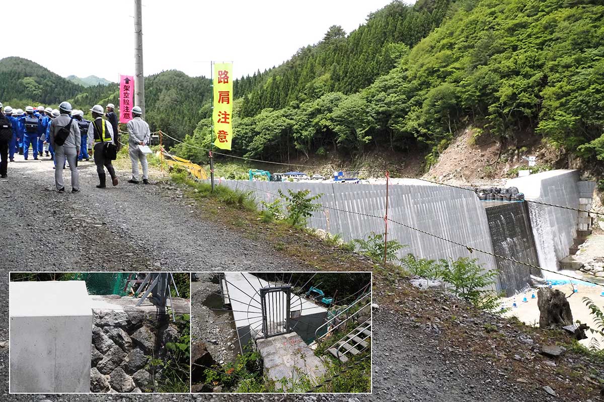 もともとあった砂防堰堤を補強する形で改築工事を進めた