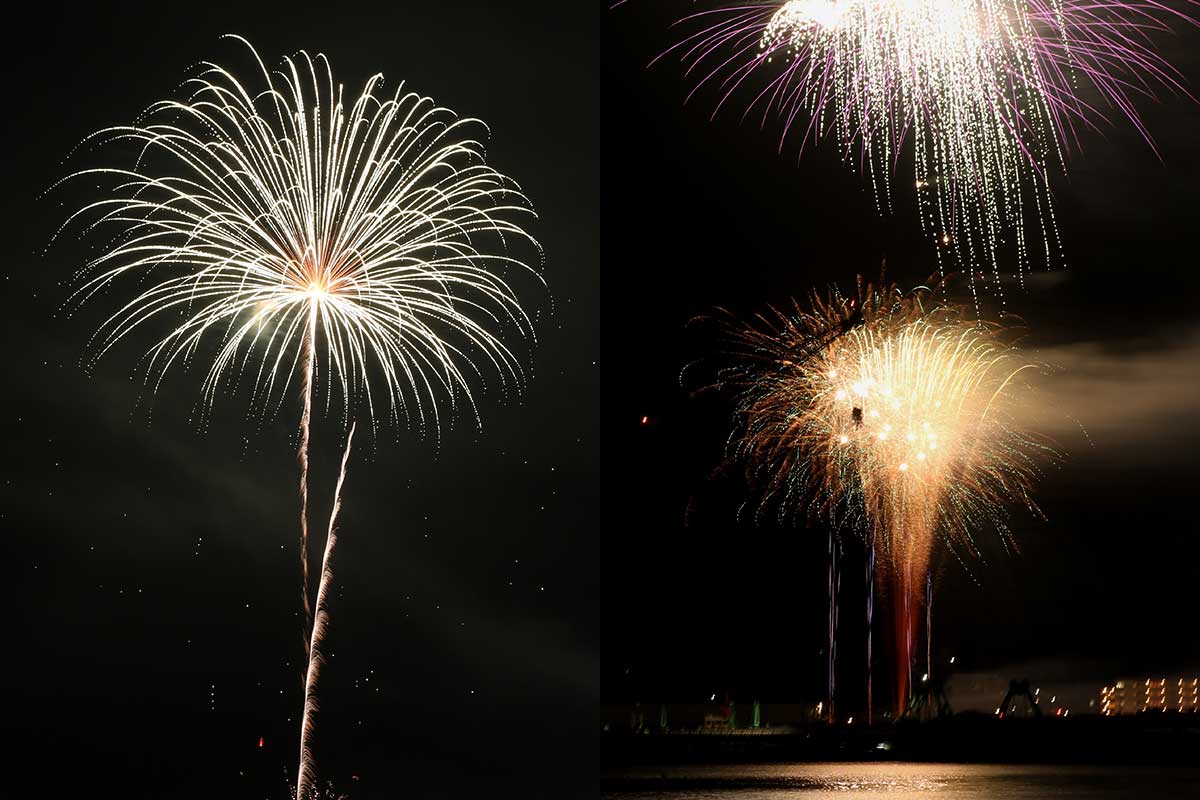 昨年9月の「釜石絆の日」うのスタスペシャルライブに出演したスターダスト☆レビューの名曲にちなんだ花火「あなたに逢いたくて～木蘭の涙～」