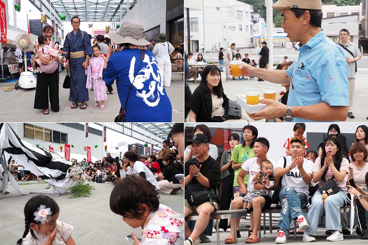 飲食や虎舞などを楽しむ人でにぎわう「かまいし夜市」