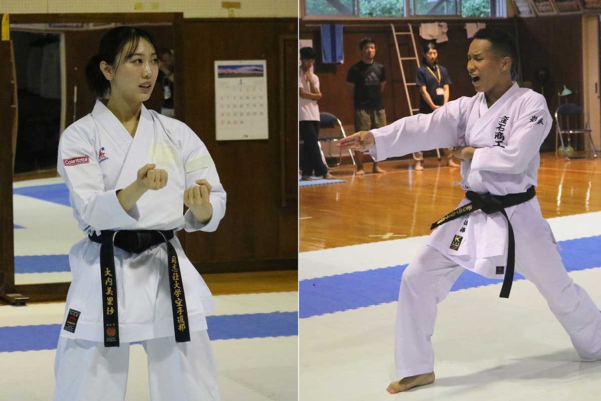 部員らは大内さんに「形」の演武も見てもらい、アドバイスを受けた