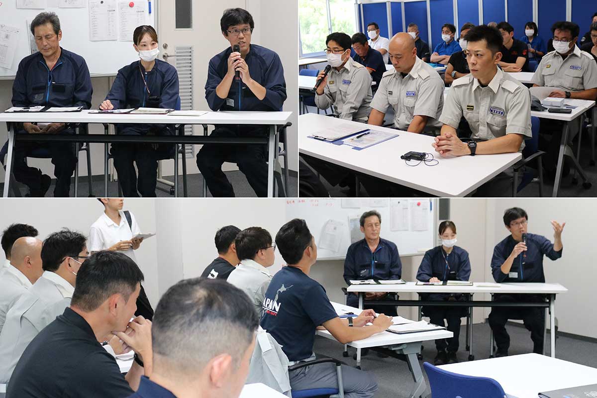 訓練後の振り返り。救急隊と横沢友樹センター長らが意見を交わした