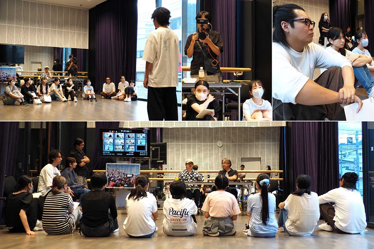 今関監督らは撮影した映像を見ながら生徒にアドバイスした