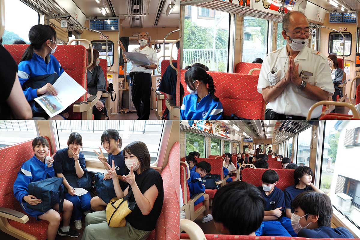 山蔭駅長の説明を聞いたり、車窓からの風景を楽しんだり