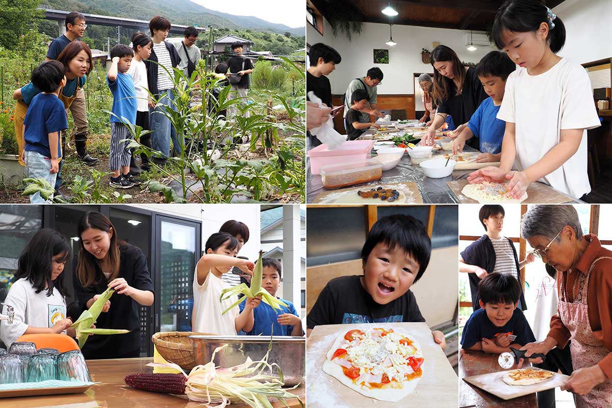 自然に触れながら思い思いにピザづくりを楽しむ参加者