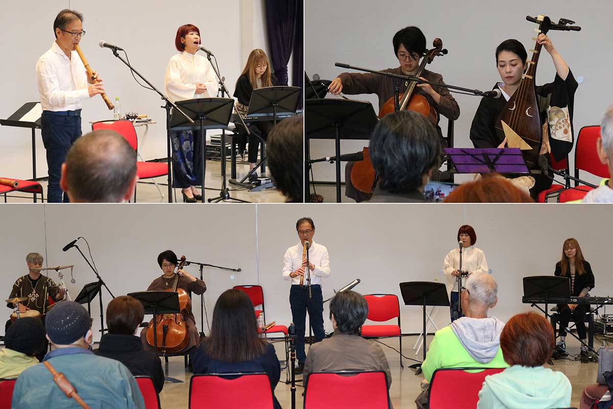 「和美東」は和と洋を融合させた独自の音楽で観客を魅了。千山さんの琵琶ともコラボした