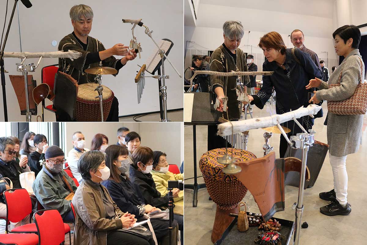 被災家屋のタイルや屋根瓦も楽器に…深みのある音色を作り出す