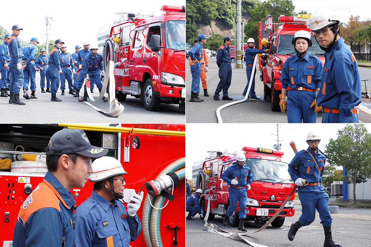 訓練で消火活動や情報伝達の流れを確かめた