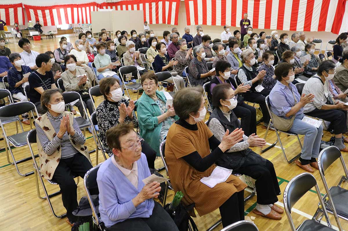 約150人が参加。地域安全に関する講話で防犯意識を高める