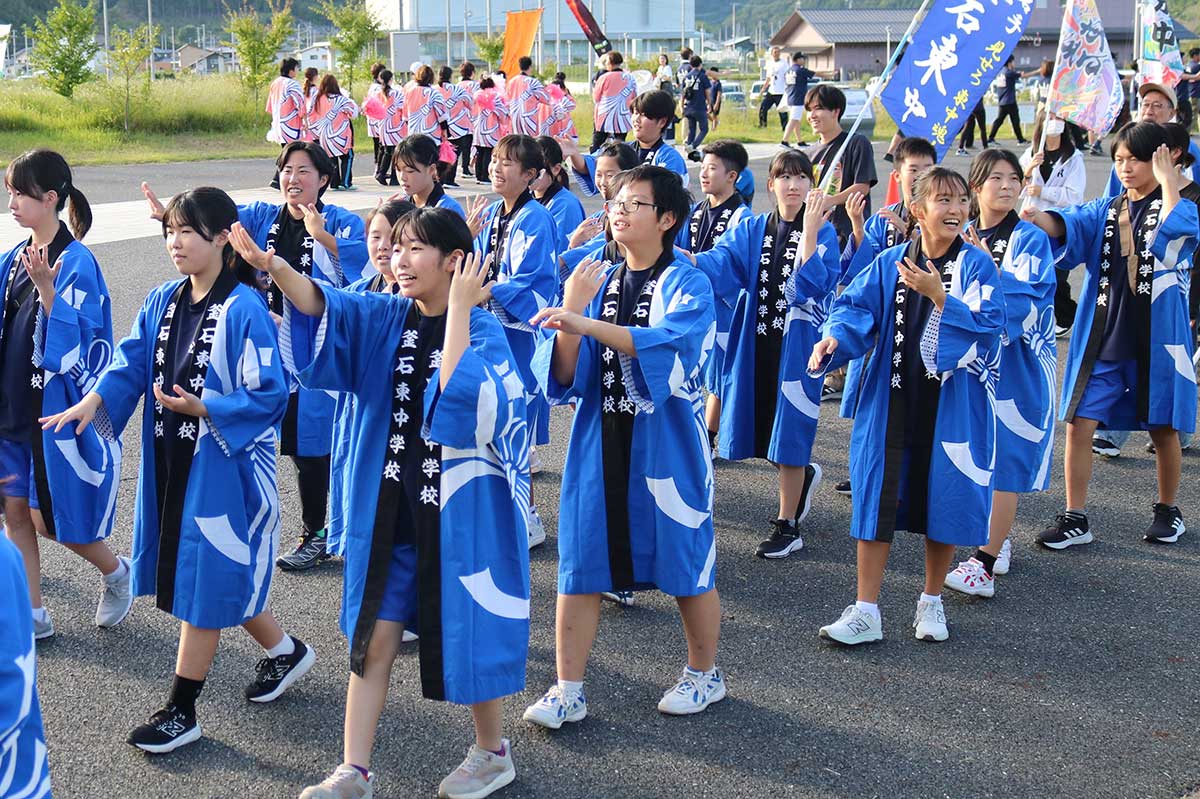 “うのスタよいさ”は初めての参加。地元開催を盛り上げる釜石東中の生徒有志
