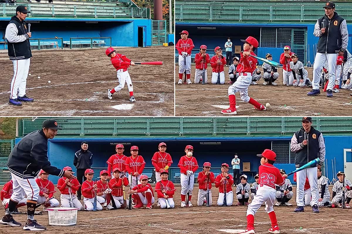 希望者は東野さんからトスされたボールを打ってみた