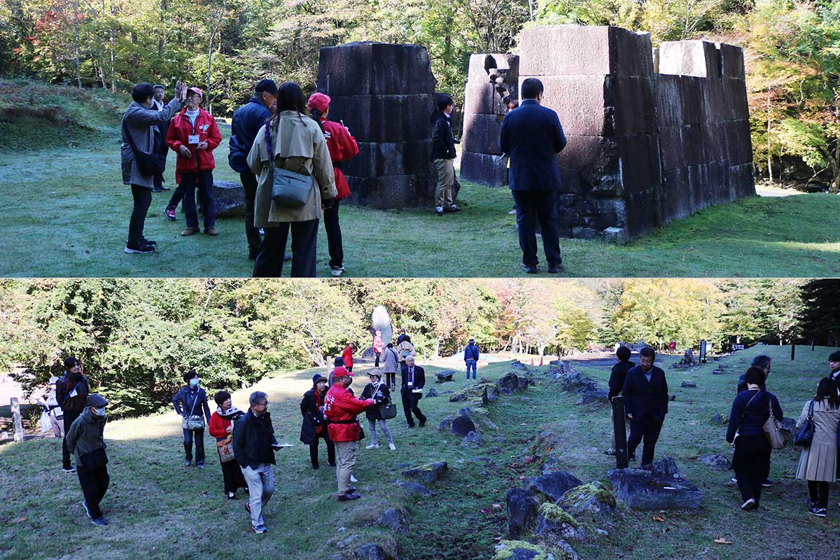 構成資産の一つとなっている釜石市の「橋野鉄鉱山」。高炉場跡には3基の高炉の石組み、水路跡などが残る