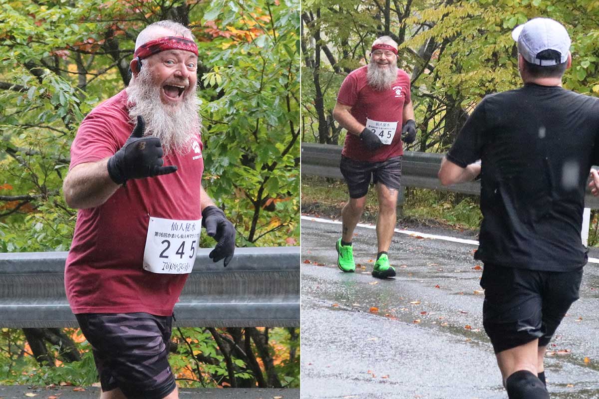 青森県から参加した外国人男性はすれ違うランナーに「ナイスラン!」と声がけ