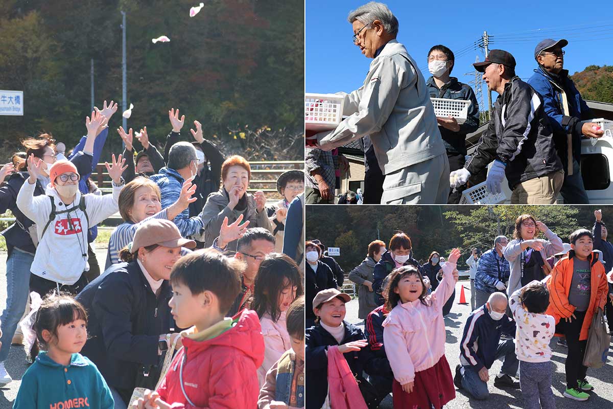 釜石の祝い事には欠かせない“餅まき”。子どもも大人も楽しむ
