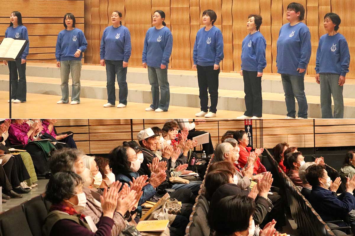 親と子の合唱団ノイホフ・クワィアー（上）は2曲を披露。12月14日には恒例のクリスマスコンサートを開催予定