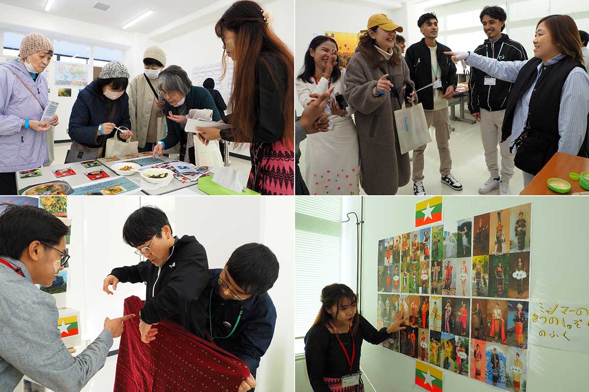 ミャンマーの特色ある伝統を試食やメーク体験などで紹介した