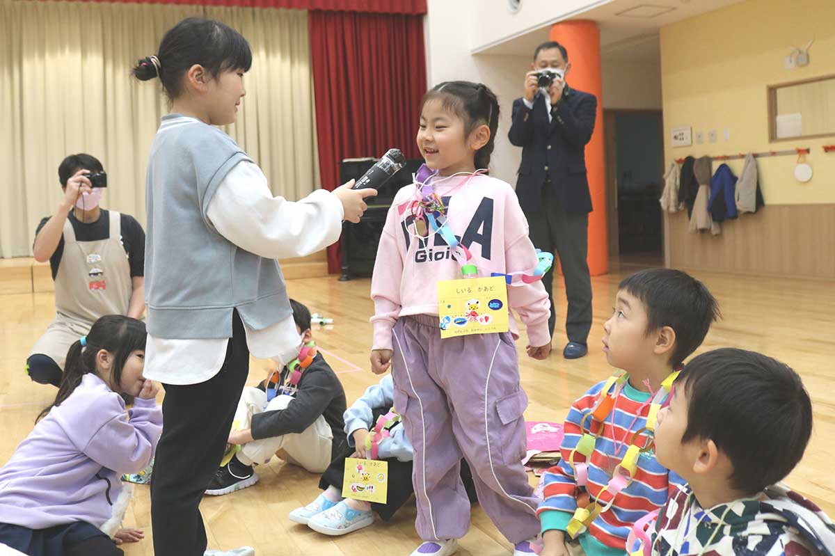 交流会の最後には園児に感想をインタビュー!