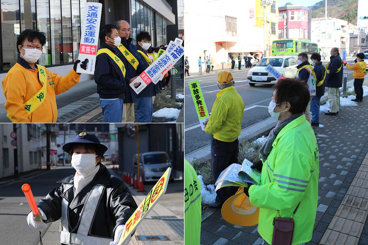TETTO前の道路ではドライバーや歩行者に交通事故防止をアピール