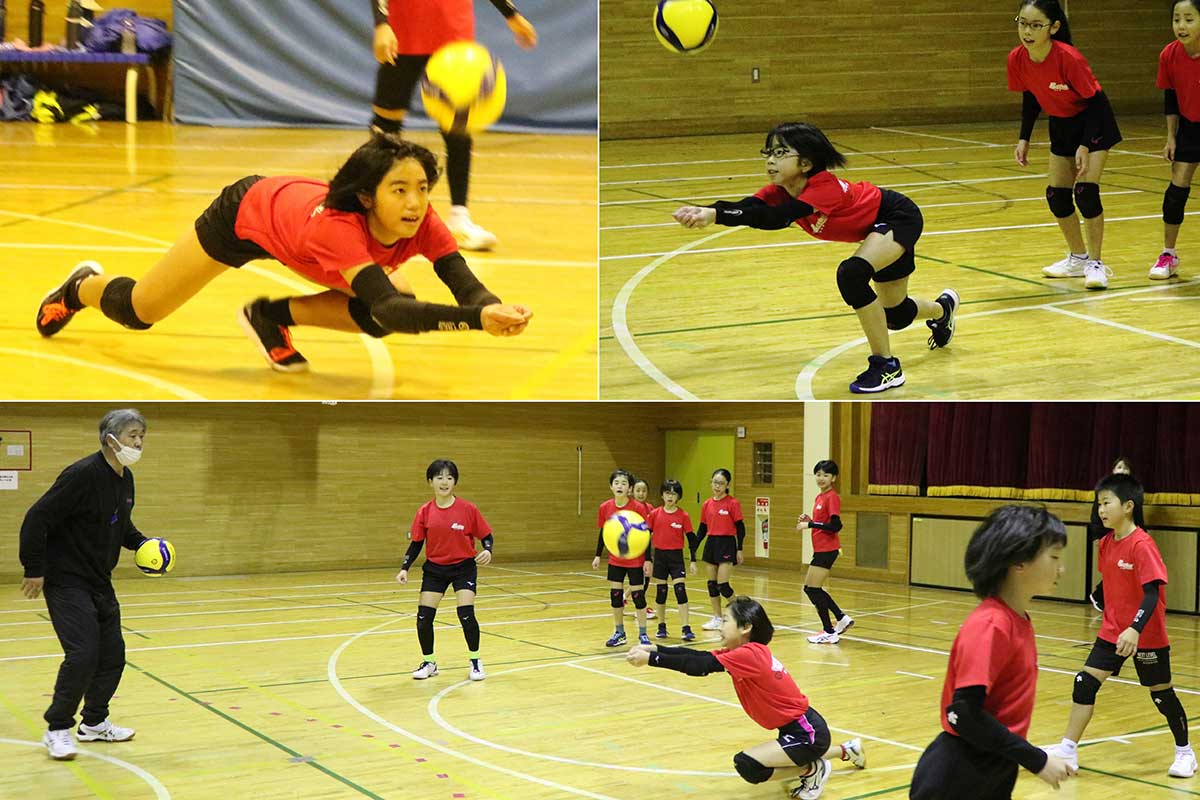 練習を工夫し、レシーブやフォローの技術を磨いてきた栗林ラビー。「床にボールを落とすまい」と必死に食らいつく