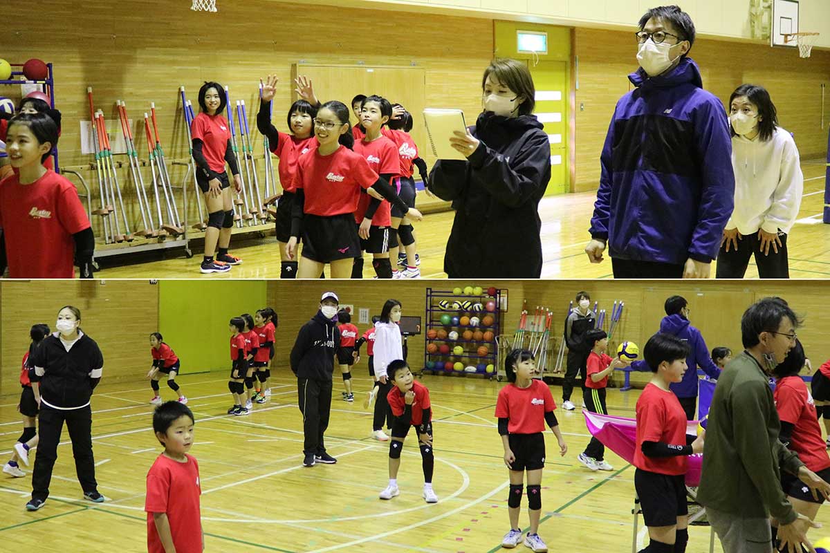 団員の保護者は普段の練習から全面協力。子どもたちと一緒に体を動かし、練習を支える