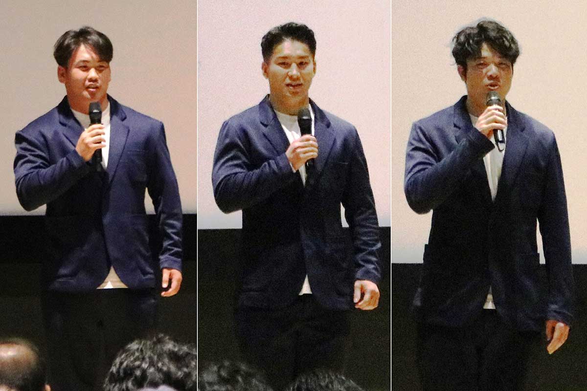 期待の若手、フッカー西林勇登選手(左)、CTB齋藤弘毅選手(中)、フルバック髙居海靖選手(右)