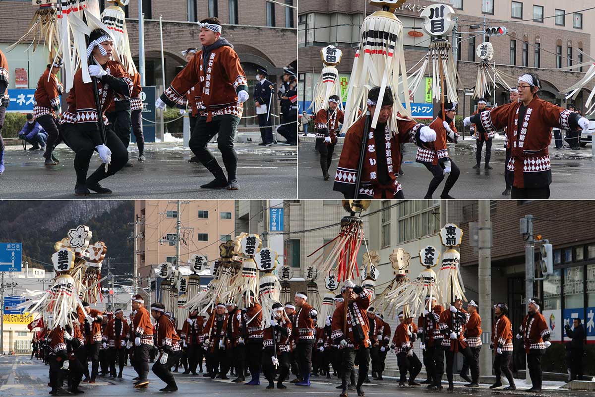 伝統のまとい振りで火消しの心意気を示す