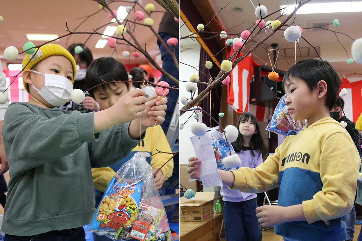 菓子やミカン、短冊も飾ると、さらに華やかに…