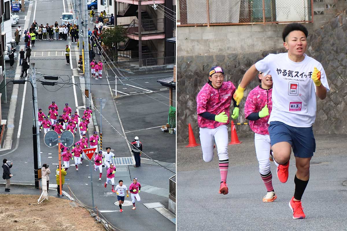 中高生の部は釜石の硬式野球チームの中学生が多数参加。激しいトップ争いを繰り広げる