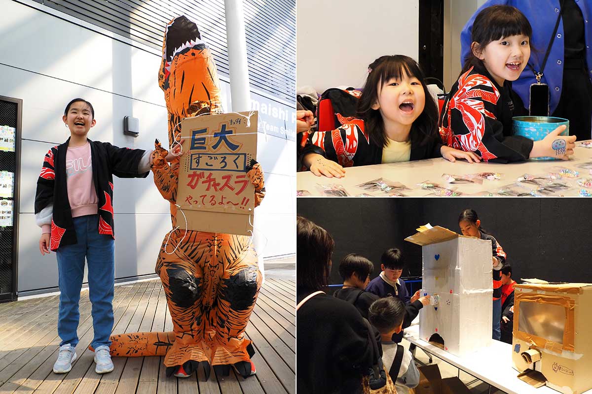 「寄ってってー」。子どもらの呼び込みは元気いっぱい