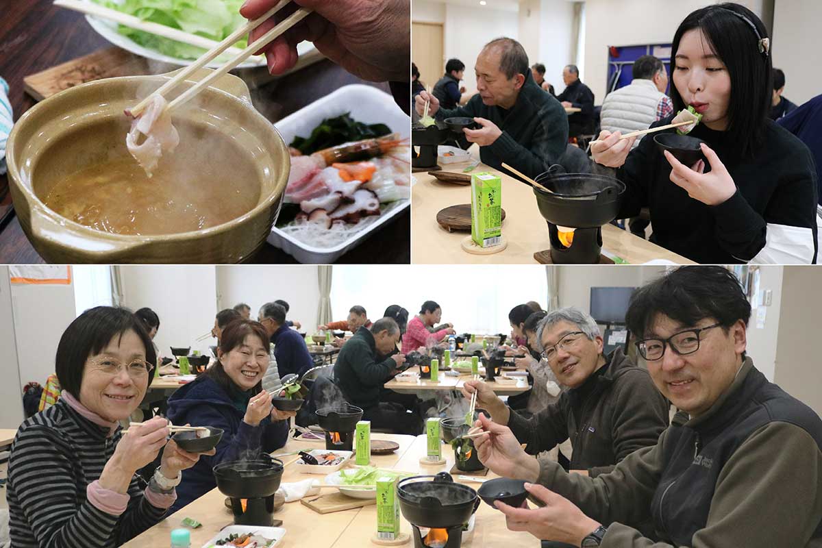 魚介類をウニスープで“しゃぶしゃぶ”。初めてのメニューに舌鼓！